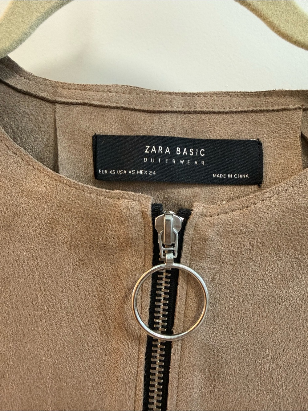 Zara Taupe Suede Fringe Zip-Front Jacket - Picture 3 of 8